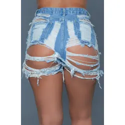 See Me Now Blue Denim Booty Shorts