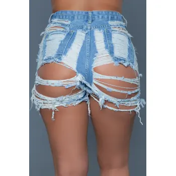 See Me Now Blue Denim Booty Shorts