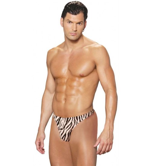 Mens Zebra Print Thong