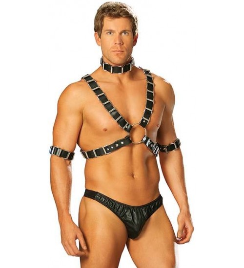 Mens Adjustable 4 Piece Leather Harness