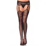 Floral Lace Net Suspender Stockings 
