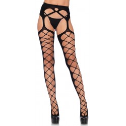 Diamond Net Black Suspender Stockings