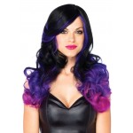 Allure Black Wig with Purple Tips