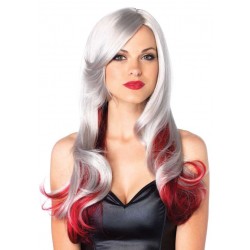 Allure Gray Wig with Red Tips