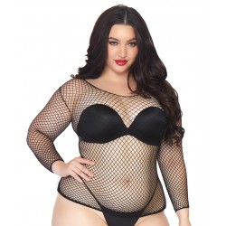 Black Fishnet Plus Size Long Sleeve Shirt