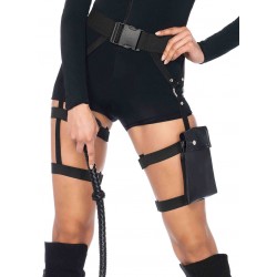 Strappy Black Utility Belt with Leg Garter