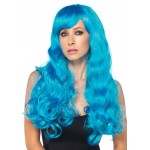 Neon Blue Long Wavy Wig