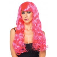 Neon Pink Long Wavy Wig