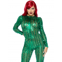 Metallic Green Laser Cut Catsuit