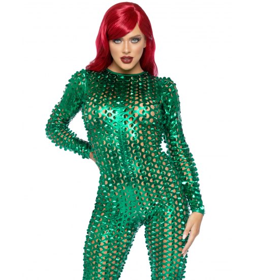 Metallic Green Laser Cut Catsuit