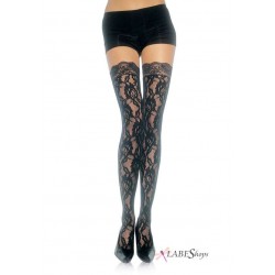 Black Rose Lace Thigh High Stockings