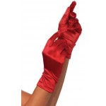 Red Wrist Length Satin Gloves