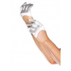 Cropped Satin White Half Glove