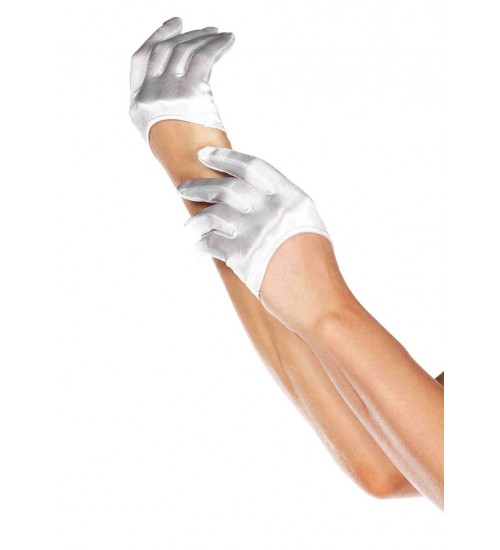 Cropped Satin White Half Glove