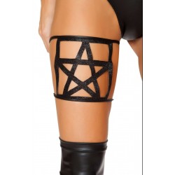 Pentacle Black Glitter Thigh Garter