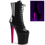 Xtreme 8 Inch Black Patent Platform UV Heel Boots