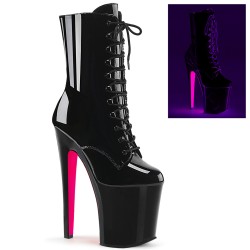 Xtreme 8 Inch Black Patent Platform UV Heel Boots