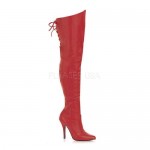 Legend Red Lace up Back Leather Thigh High Boots