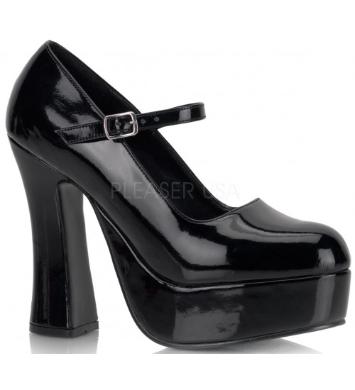 Dolly Black Patent Faux Leather Platform Pump