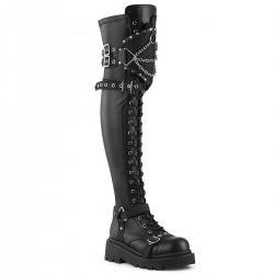 Renegade Shield Top Chained Thigh High Boots