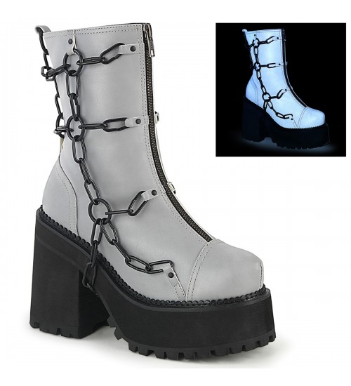 Assault Chained Grey Womens Combat Boots