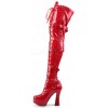 Electra Red Buckled Thigh High Platform Boots