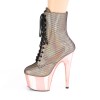 Adore Rose Gold Hologram Fishnet Ankle Boots