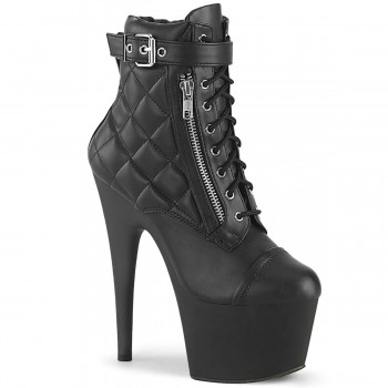 Adore Quilted Black Faux Leather Ankle Boots