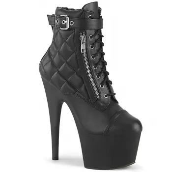 Adore Quilted Black Faux Leather Ankle Boots