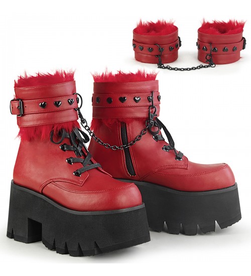 Ashes Red Hobble Boots with Removable Ankle Cuffs