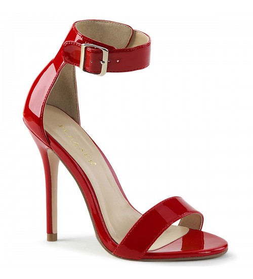 Amuse Red High Heel Ankle Strap Sandal