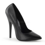 Black Leather 6 Inch Domina High Heel Pump