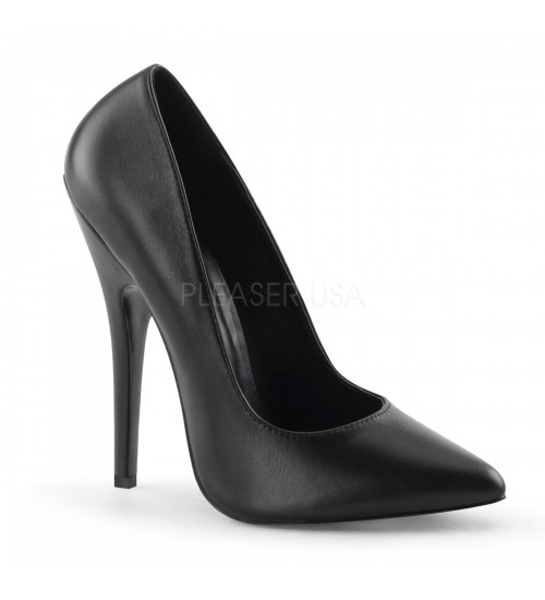 Black Leather 6 Inch Domina High Heel Pump