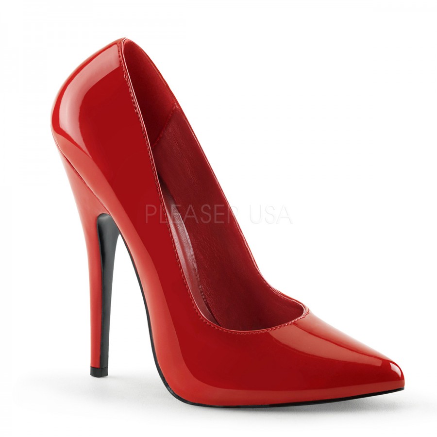 red high heel pumps