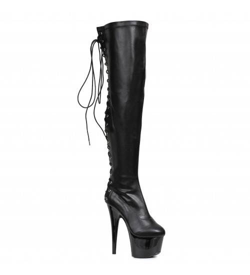 Fare Black Platform Thigh High Boots for Women