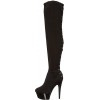 Fare Black Velvet Platform Thigh High Boots for Women