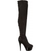 Fare Black Velvet Platform Thigh High Boots for Women