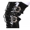 Kamora Skull Buckled Black Thigh High Platform Boot 