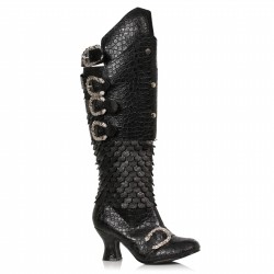 Snake Buckled Snakeskin Boots for Women in Black