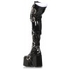 Kamora Skull Buckled Black Thigh High Platform Boot 