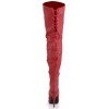 Legend Red Lace up Back Leather Thigh High Boots