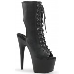 Black Faux Leather Adore Platform Ankle Boots