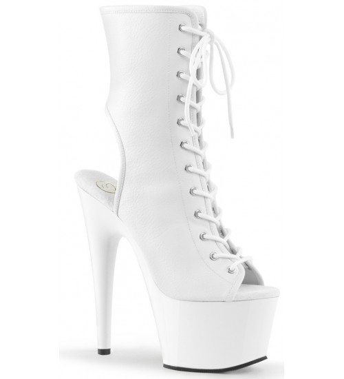 White Faux Leather Adore Platform Ankle Boots