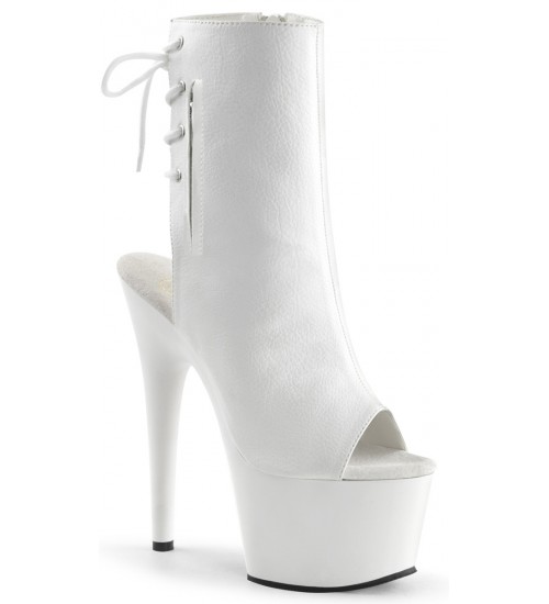 White Peep Toe and Heel Platform Ankle Boots