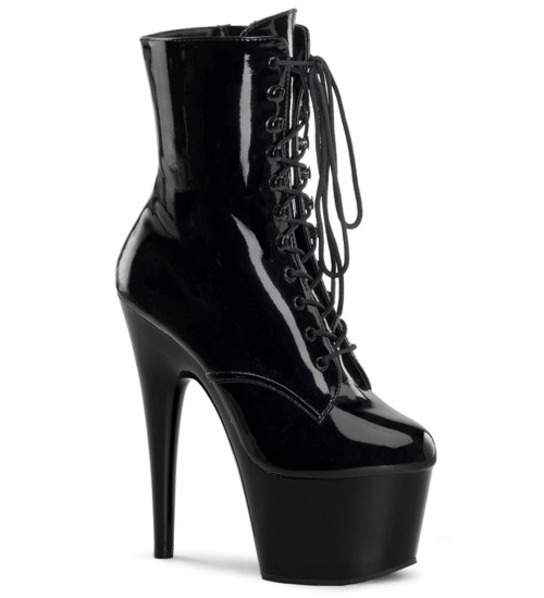 Adore Black Patent Platform Granny Ankle Boots