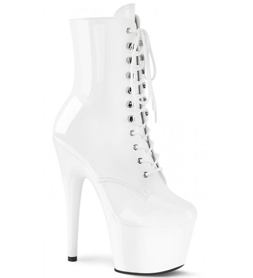 Adore White Patent Platform Granny Ankle Boots