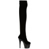 Adore Black Velvet Thigh High Platform Boots