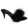 Amour Black Maribou Trimmed Slipper