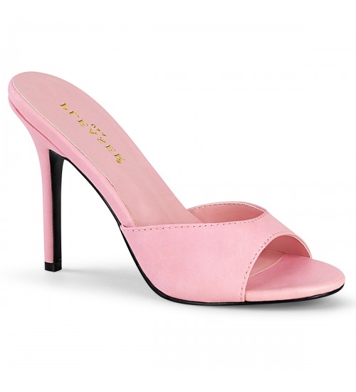 Classique Baby Pink Faux Leather 4 Inch Mule