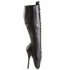 Black Leather Ballet Extreme Lace Up Knee Boots